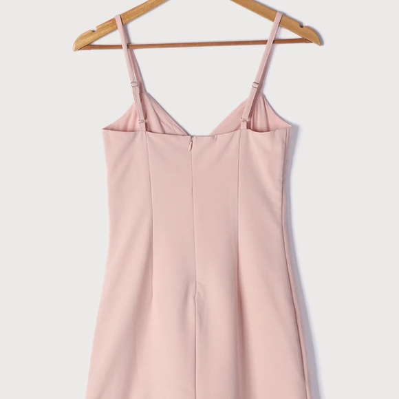 Lulu’s soft pink v neck spaghetti strap mini dress /Lulu’s pink formal dress s - Picture 6 of 6